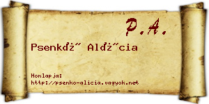 Psenkó Alícia névjegykártya